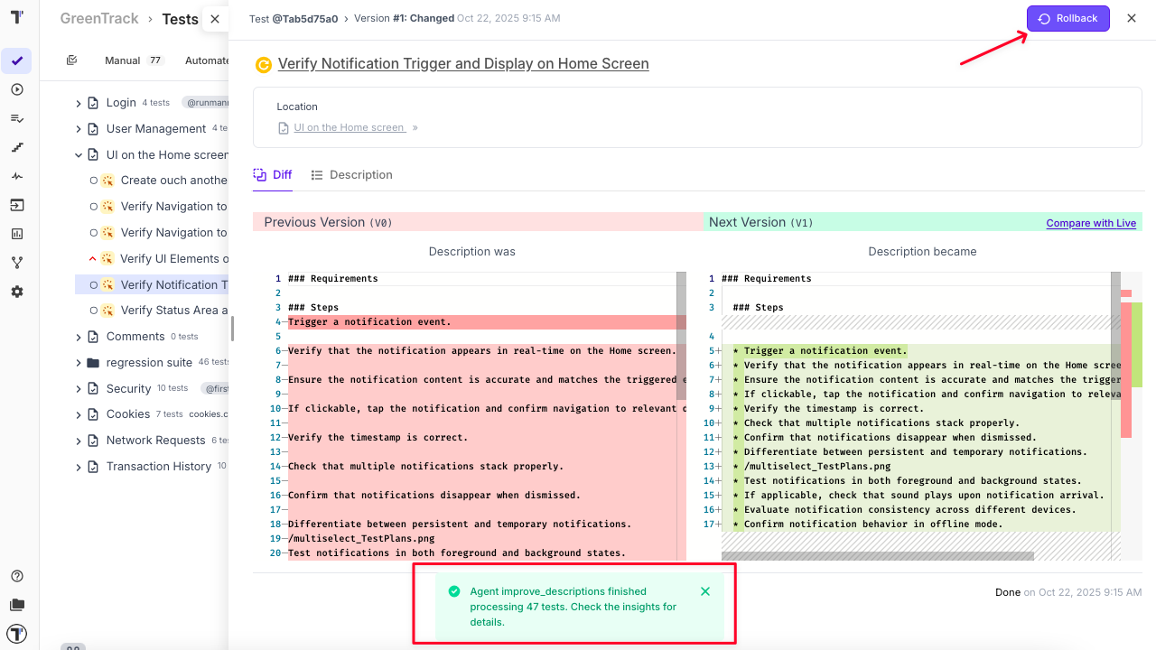 Improve Test Description