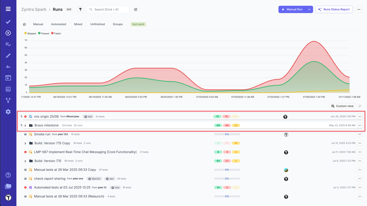 Testomat.io - Pin a Run