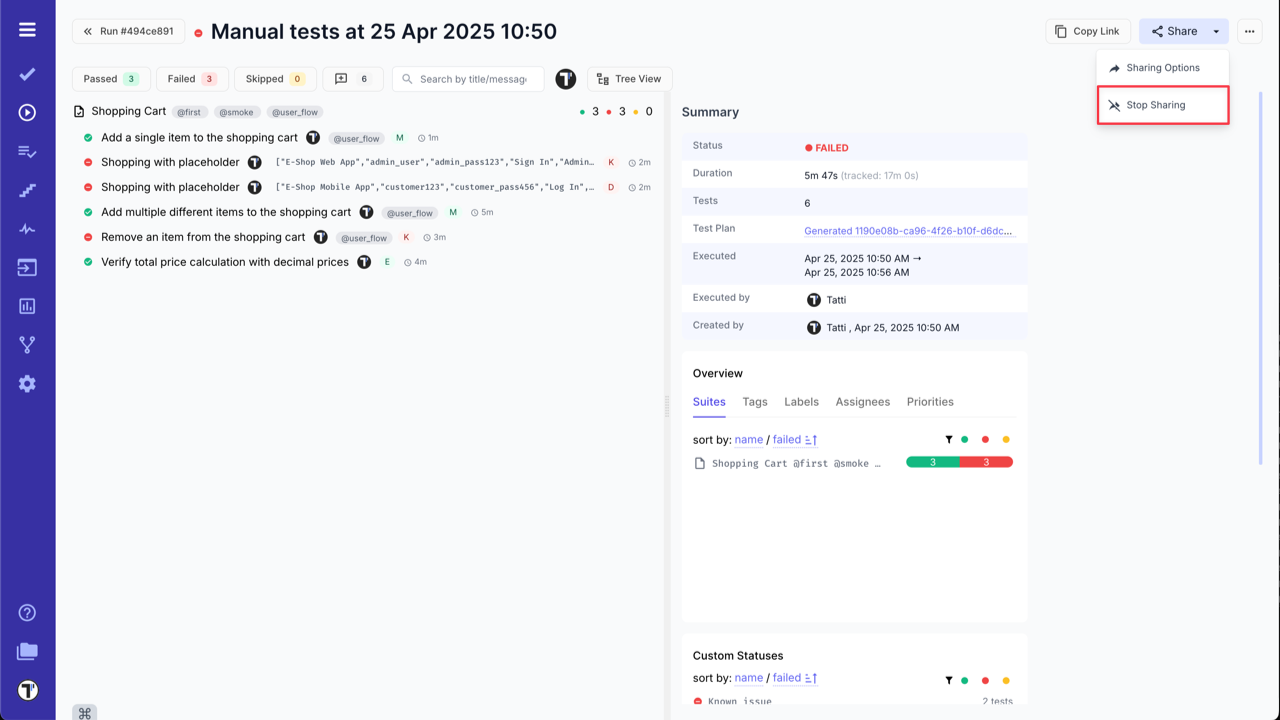 Testomat.io - Share Report