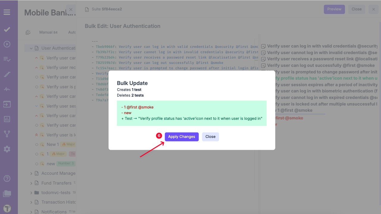 Apply changes suite level