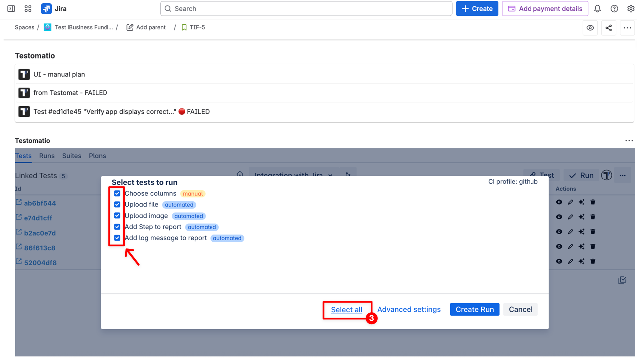 Select mix tests to run